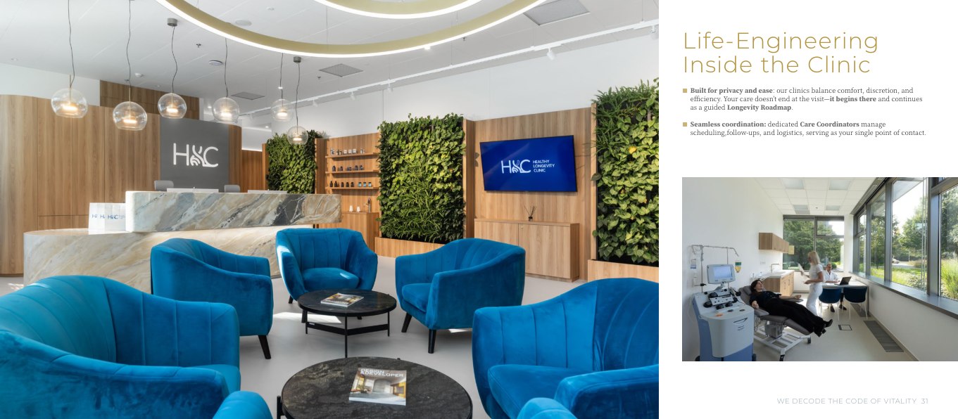 Healthy Longevity Clinic interior from the clinic brochure